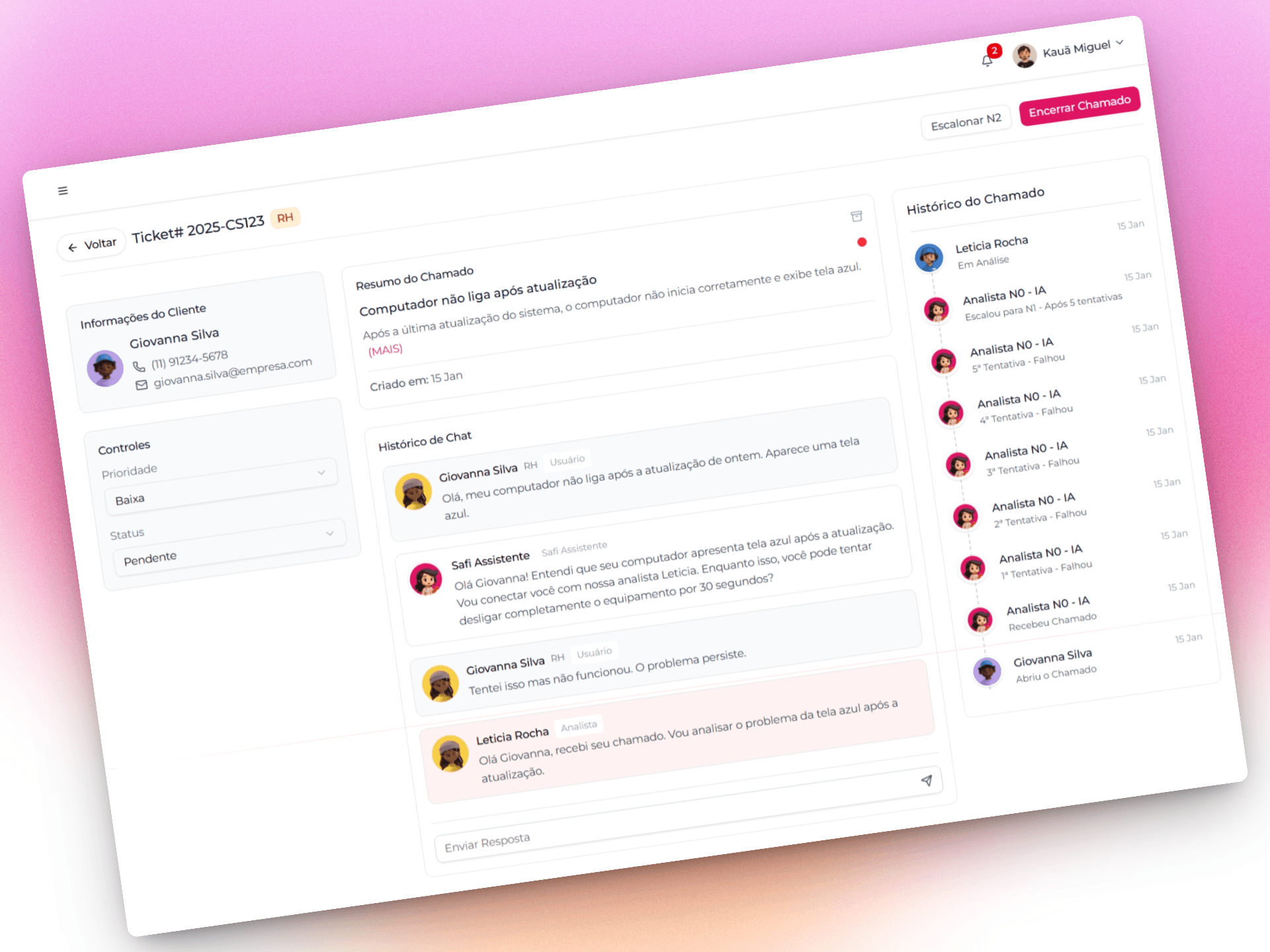 Demo do sistema de suporte técnico inteligente